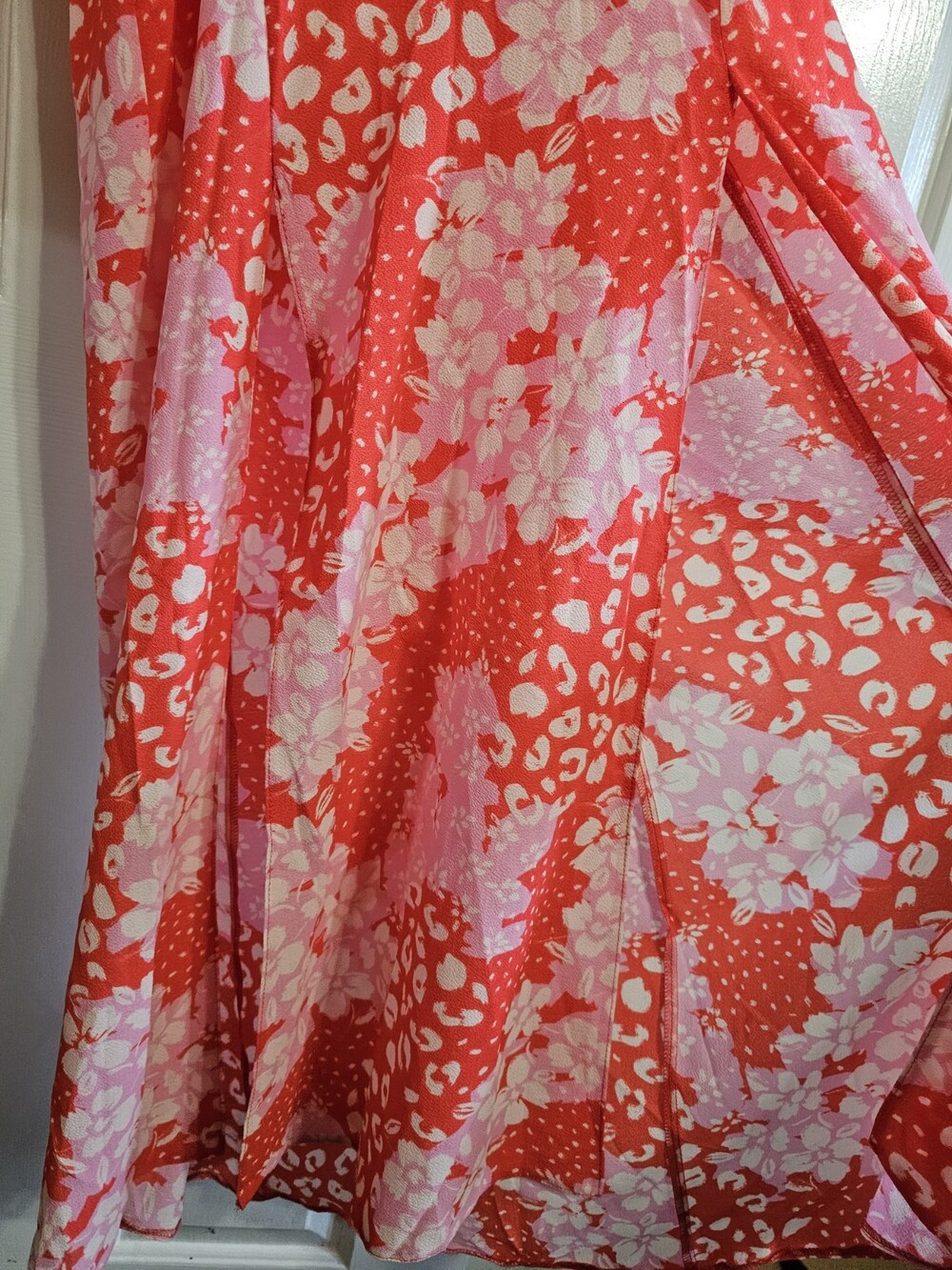 ASOS Design Red Pink Floral Patchwork Maxi Dress 4 Deep V Romantic Statement - Picture 4 of 7